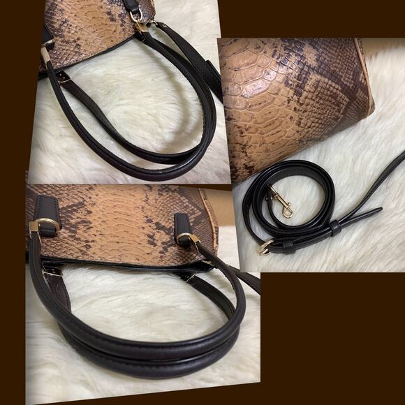 COACH Brown Snakeskin Embossed Leather MINETTA Satchel w/Long Strap F35271 - Picture 15 of 16